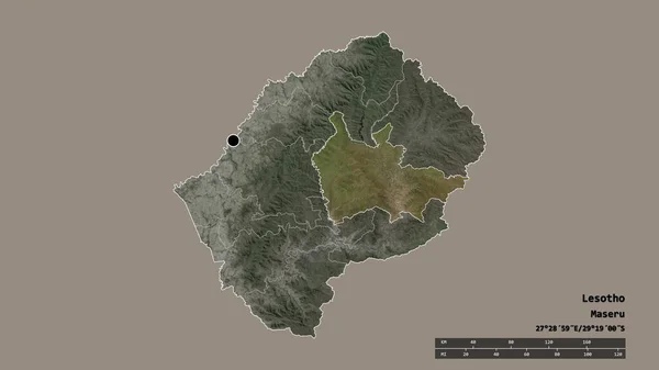 Desaturated Shape Lesotho Its Capital Main Regional Division Separated Thaba — Stock Photo, Image