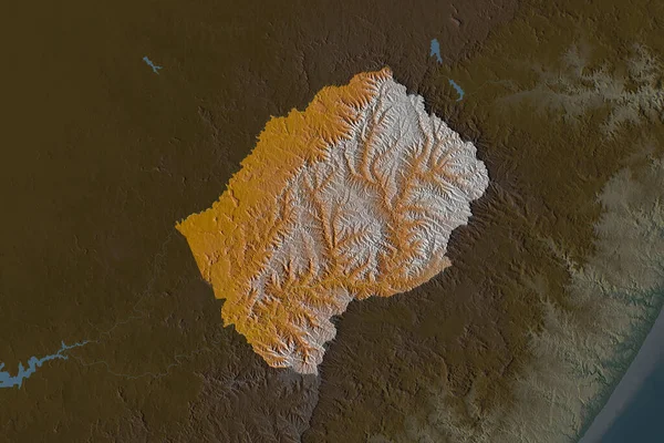莱索托的形状因邻近地区的脱色而分离 地形浮雕图 3D渲染 — 图库照片
