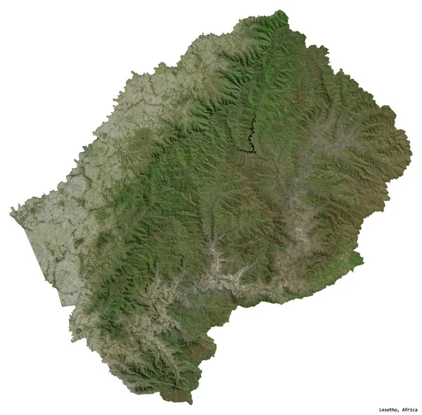 Форма Лесото Столицею Ізольованою Білому Тлі Супутникові Знімки Візуалізація — стокове фото