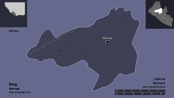 Forma Bong Contea Della Liberia Sua Capitale Scala Distanza Anteprime — Foto Stock