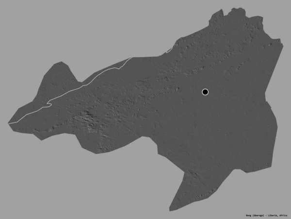 利比里亚邦州的形状 其首都以纯色背景隔离 Bilevel高程图 3D渲染 — 图库照片