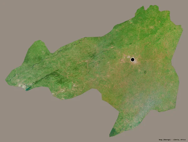 利比里亚邦州的形状 其首都以纯色背景隔离 卫星图像 3D渲染 — 图库照片