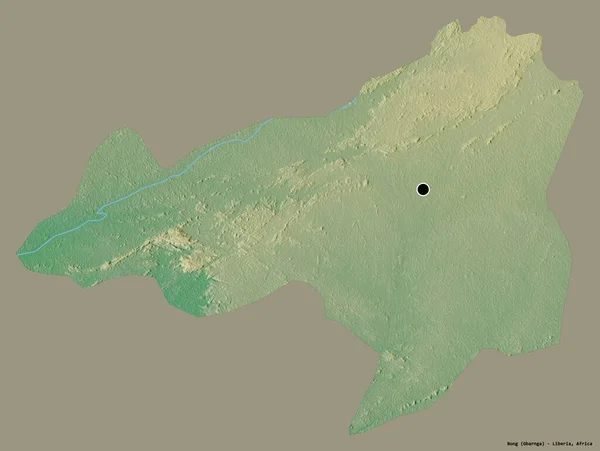 利比里亚邦州的形状 其首都以纯色背景隔离 地形浮雕图 3D渲染 — 图库照片