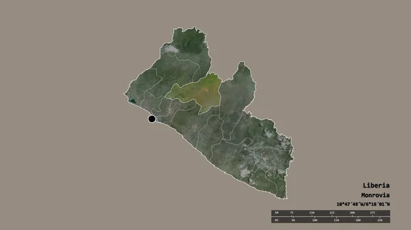 Forma Desolata Della Liberia Con Sua Capitale Principale Divisione Regionale — Foto Stock
