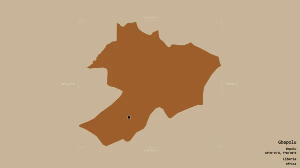 リベリア共和国のガポー郡の地域は 洗練された境界線の箱の中にしっかりとした背景に隔離されています ラベル パターン化されたテクスチャの構成 3Dレンダリング — ストック写真