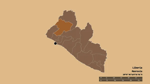 Forma Desnaturalizada Liberia Con Capital División Regional Principal Zona Separada — Foto de Stock