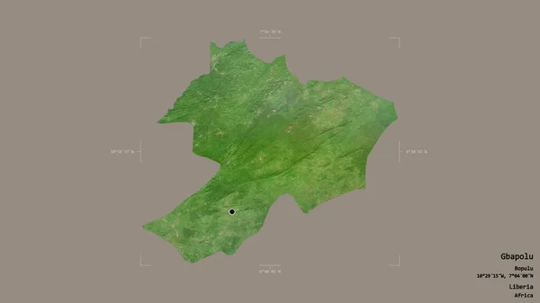 Området Gbapolu Liberia Isolerat Solid Bakgrund Georefererad Avgränsningsbox Etiketter Satellitbilder — Stockfoto