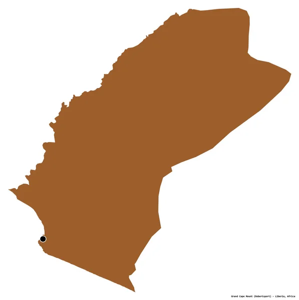 Shape Grand Cape Mount County Liberia Its Capital Isolated White — Stock Photo, Image