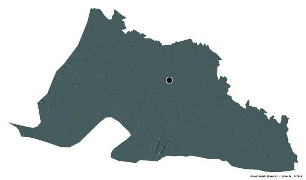 利比里亚大吉德州的形状 其首都被白色背景隔离 彩色高程图 3D渲染 — 图库照片