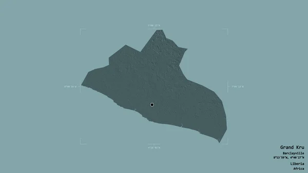 Oblast Grand Kru Okres Libérie Izolovaná Pevném Pozadí Georeferencované Hraniční — Stock fotografie