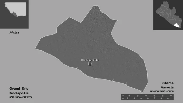 Forma Grand Kru Contea Della Liberia Sua Capitale Scala Distanza — Foto Stock