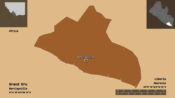 Форма Гранд Кру Графства Ліберія Його Столиці Масштаб Відстаней Превью — стокове фото