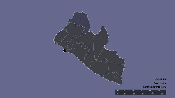 Forma Desolata Della Liberia Con Suo Capoluogo Principale Divisione Regionale — Foto Stock