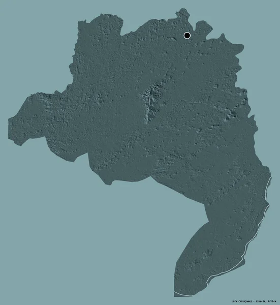 라이베리아의로 Lofa 모습을 있으며 수도는 색깔의 배경에 고립되어 지형도 렌더링 — 스톡 사진