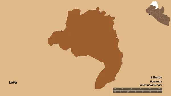 Форма Лофа Графства Либерия Столицей Изолированы Прочном Фоне Дистанционный Масштаб — стоковое фото