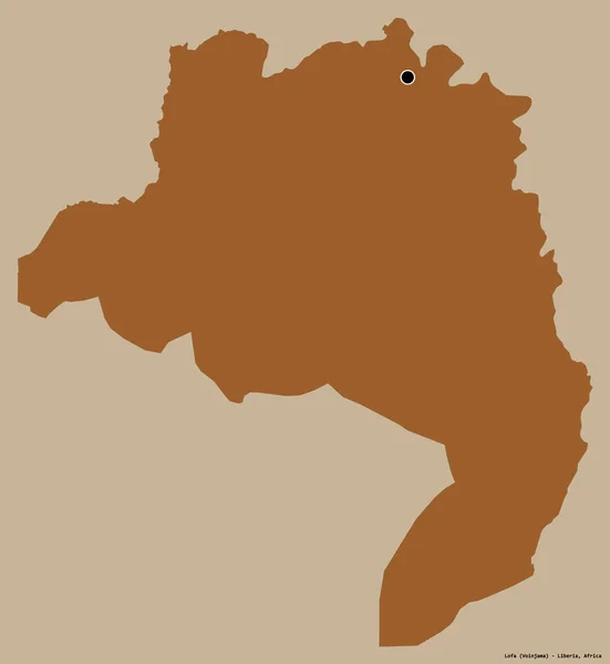 利比里亚洛法州的形状 其首府以纯色背景隔离 图形纹理的组成 3D渲染 — 图库照片