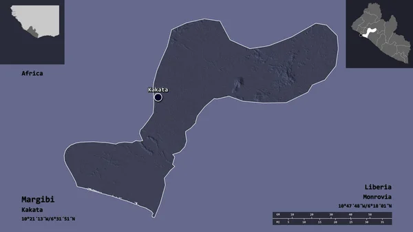 Shape Margibi Kreis Liberia Und Seine Hauptstadt Entfernungsskala Vorschau Und — Stockfoto