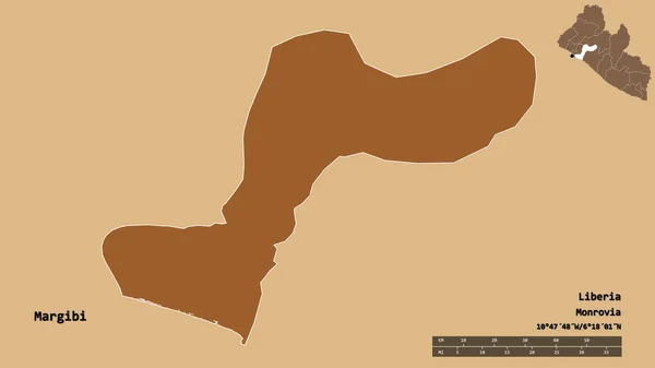Forma Margibi Condado Libéria Com Sua Capital Isolada Fundo Sólido — Fotografia de Stock
