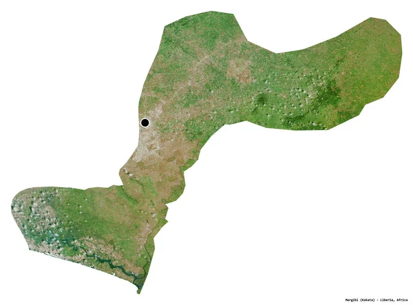 Shape Margibi County Liberia Its Capital Isolated White Background Satellite — Stock Photo, Image