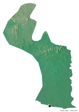 Liberya 'nın başkenti Maryland' in beyaz arka planda izole edilmiş hali. Topografik yardım haritası. 3B görüntüleme