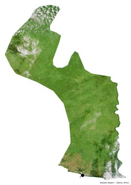 Liberya 'nın başkenti Maryland' in beyaz arka planda izole edilmiş hali. Uydu görüntüleri. 3B görüntüleme