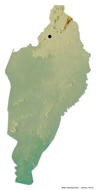 Liberya 'nın başkenti Nimba' nın beyaz arka planda izole edilmiş hali. Topografik yardım haritası. 3B görüntüleme