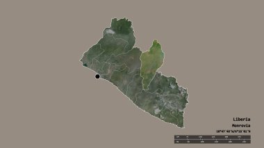 Başkenti, ana bölgesel bölümü ve ayrılmış Nimba bölgesiyle birlikte Liberya 'nın dejenere edilmiş şekli. Etiketler. Uydu görüntüleri. 3B görüntüleme