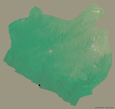 Liberya 'nın Sinoe ilçesi, başkenti katı renk arkaplanı ile izole edilmiştir. Topografik yardım haritası. 3B görüntüleme