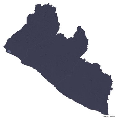 Liberya 'nın beyaz arka planda izole edilmiş başkenti. Renkli yükseklik haritası. 3B görüntüleme