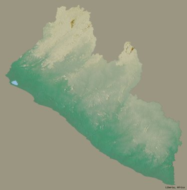 Liberya 'nın sermayesi katı renk arkaplanı ile izole edilmiş hali. Topografik yardım haritası. 3B görüntüleme
