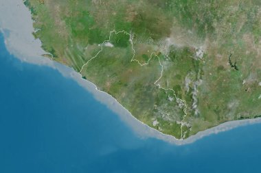 Liberya 'nın genişletilmiş bölgesi. Uydu görüntüleri. 3B görüntüleme