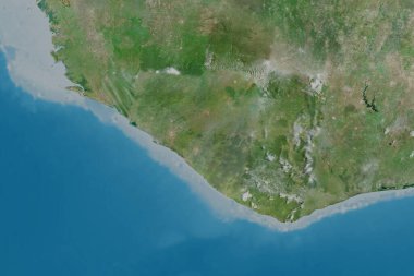 Liberya 'nın genişletilmiş bölgesi. Uydu görüntüleri. 3B görüntüleme