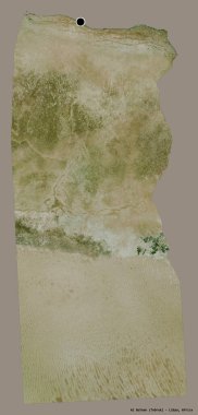 Libya 'nın El Butnan ilçesi, başkenti katı bir renk arka planına sahip. Uydu görüntüleri. 3B görüntüleme