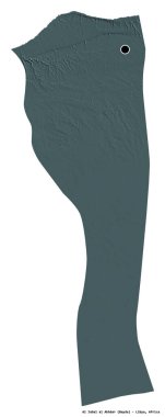 Libya 'nın başkenti Al Jabal al al Akhdar' ın beyaz arka planda izole edilmiş şekli. Renkli yükseklik haritası. 3B görüntüleme