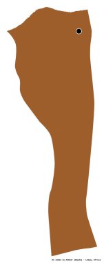 Libya 'nın başkenti Al Jabal al al Akhdar' ın beyaz arka planda izole edilmiş şekli. Desenli dokuların bileşimi. 3B görüntüleme