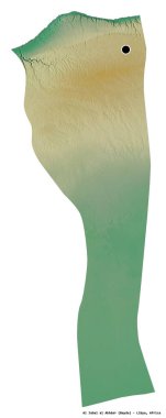 Libya 'nın başkenti Al Jabal al al Akhdar' ın beyaz arka planda izole edilmiş şekli. Topografik yardım haritası. 3B görüntüleme