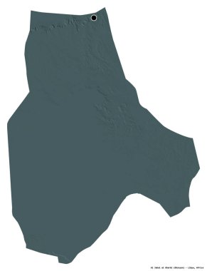 Libya 'nın başkenti Al Jabal al al Gharbi' nin beyaz arka planda izole edilmiş şekli. Renkli yükseklik haritası. 3B görüntüleme