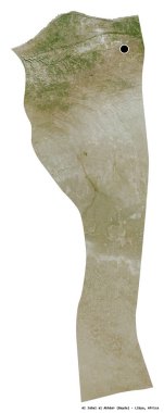 Libya 'nın başkenti Al Jabal al al Akhdar' ın beyaz arka planda izole edilmiş şekli. Uydu görüntüleri. 3B görüntüleme