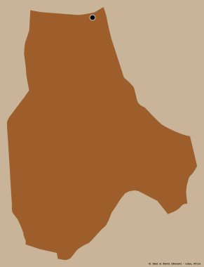 Libya 'nın El Cebrail al Gharbi bölgesinin şekli, başkenti sağlam bir renk geçmişine sahip. Desenli dokuların bileşimi. 3B görüntüleme