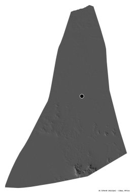 Libya 'nın El Cezire semti, başkenti beyaz arka planda izole edilmiş. Çift seviyeli yükseklik haritası. 3B görüntüleme