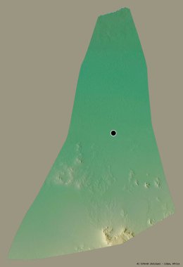 Libya 'nın El Cezire semti, başkenti katı bir renk arkaplanı ile izole edilmiş. Topografik yardım haritası. 3B görüntüleme