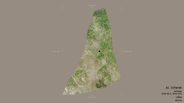 Al Jifarah bölgesi, Libya bölgesi, jeoreferatlı bir sınır kutusunda sağlam bir arka planda izole edilmiş. Etiketler. Uydu görüntüleri. 3B görüntüleme