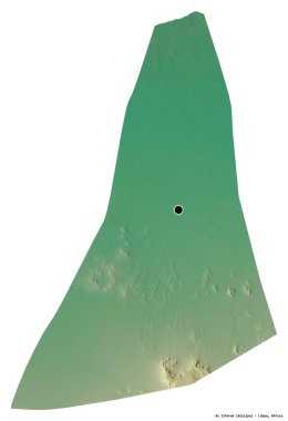 Libya 'nın El Cezire semti, başkenti beyaz arka planda izole edilmiş. Topografik yardım haritası. 3B görüntüleme