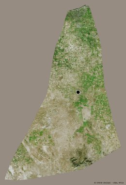 Libya 'nın El Cezire semti, başkenti katı bir renk arkaplanı ile izole edilmiş. Uydu görüntüleri. 3B görüntüleme