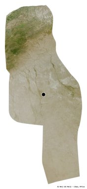 Libya 'nın El Marj ilçesi, başkenti beyaz arka planda izole edilmiş. Uydu görüntüleri. 3B görüntüleme