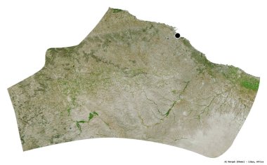 Libya 'nın El-Marqab semti, başkenti beyaz arka planda izole edilmiş. Uydu görüntüleri. 3B görüntüleme