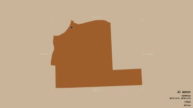 El Wahat bölgesi, Libya bölgesi, sağlam bir arka planda izole edilmiş bir sınır kutusunda. Etiketler. Desenli dokuların bileşimi. 3B görüntüleme