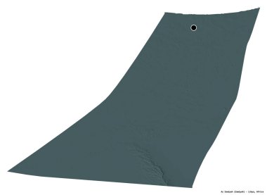 Libya 'nın az Zawiyah ilçesi, başkenti beyaz arka planda izole edilmiş. Renkli yükseklik haritası. 3B görüntüleme