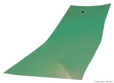 Libya 'nın az Zawiyah ilçesi, başkenti beyaz arka planda izole edilmiş. Topografik yardım haritası. 3B görüntüleme