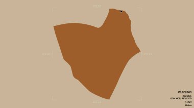 Misratah bölgesi, Libya bölgesi, sağlam bir arka planda izole edilmiş bir sınır kutusunda. Etiketler. Desenli dokuların bileşimi. 3B görüntüleme